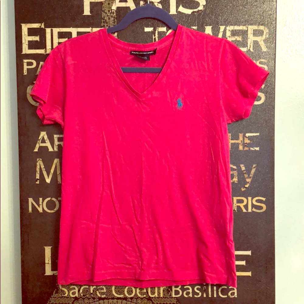 💐Pink V Neck Ralph Lauren Sport